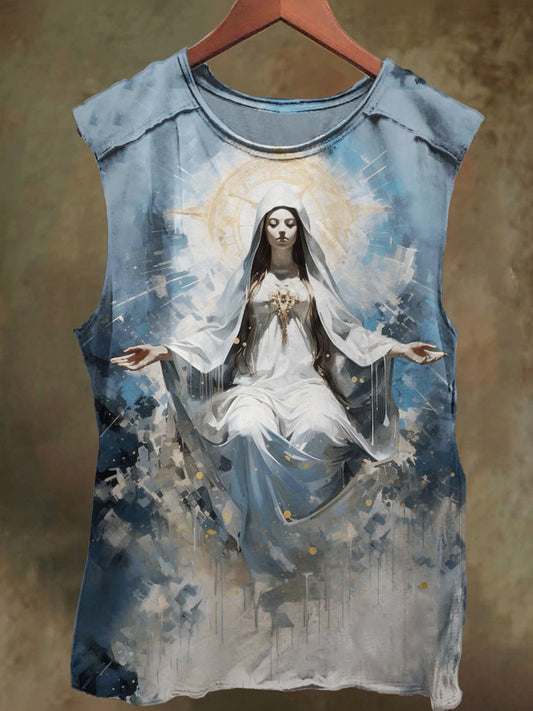 Unisex Divine Maiden Print Casual Cotton Tank Top