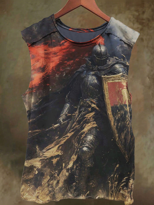 Unisex Knight Print Casual Cotton Tank Top