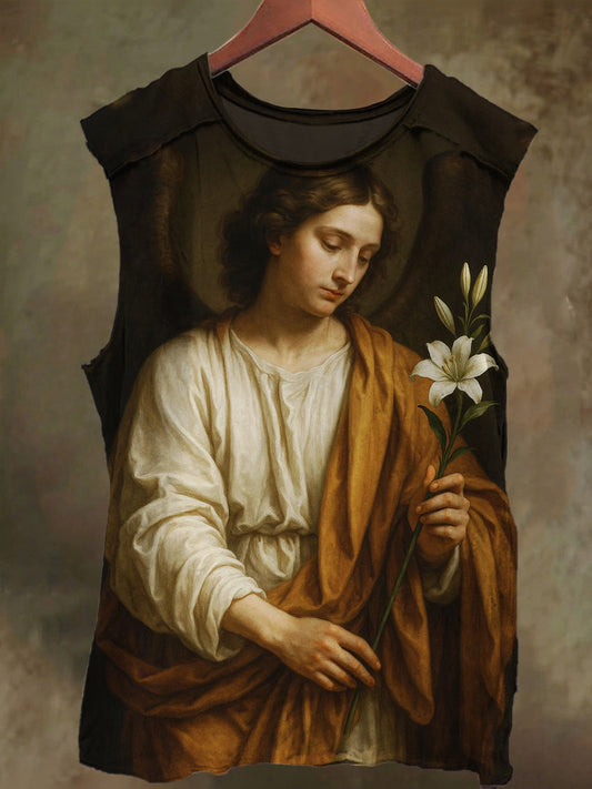 Unisex Shinmei and Lily Print Casual Cotton Tank Top