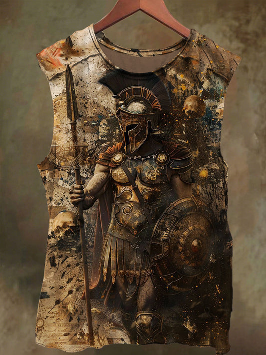 Unisex Gladiator Knight Print Casual Cotton Tank Top