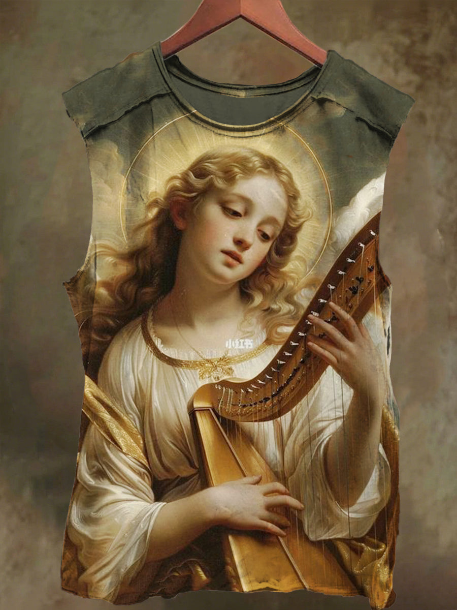 Unisex Divine Maiden Print Casual Cotton Tank Top