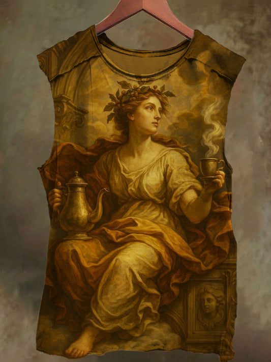 Unisex Divine Maiden's Afternoon Tea Print Casual Cotton Tank Top