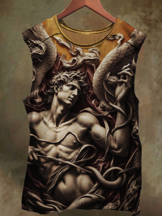 Unisex Gods in Stone Print Casual Cotton Tank Top