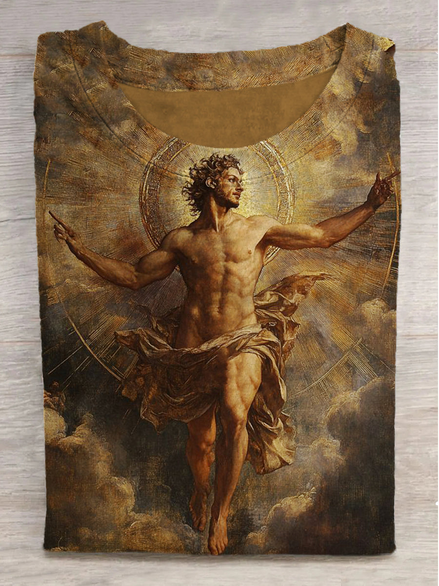 Angel in the Clouds Printed Crew Neck Short Sleeve T-Shirt