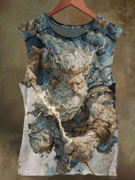 Unisex Shattered God Print Casual Cotton Tank Top