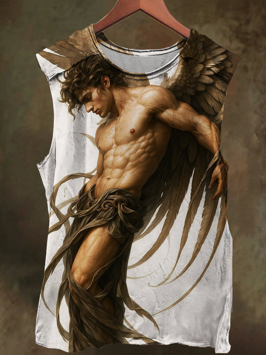 Unisex Fallen Angel Wings Print Casual Cotton Tank Top