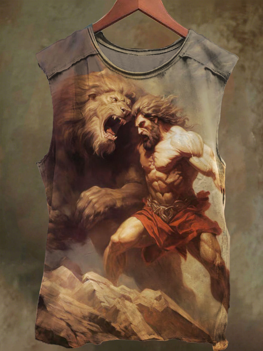 Unisex Gladiator Print Casual Cotton Tank Top