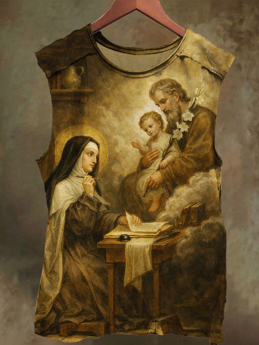 Unisex Jesus Nun Print Casual Cotton Tank Top