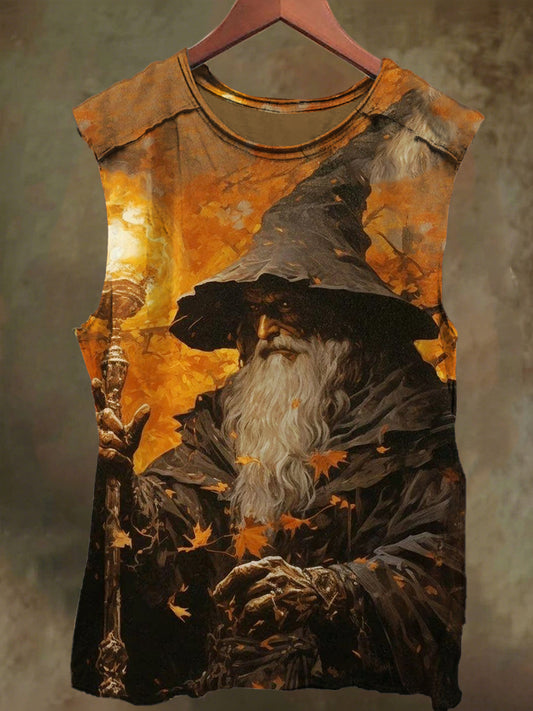 Unisex Wizard Print Casual Cotton Tank Top