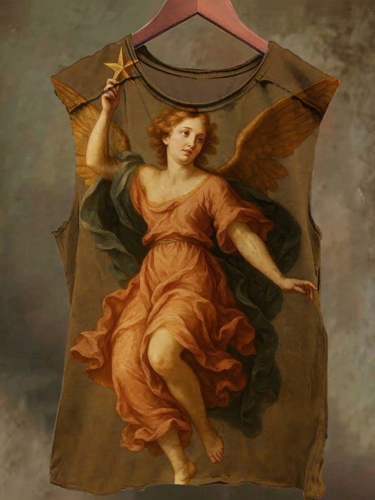 Unisex Goddess Star Print Casual Cotton Tank Top