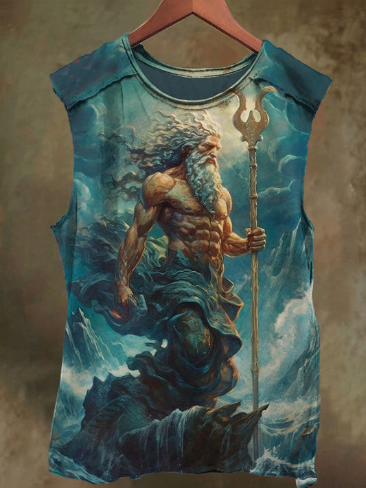 Unisex King of the Sea Printed Casual Cotton Tank Top