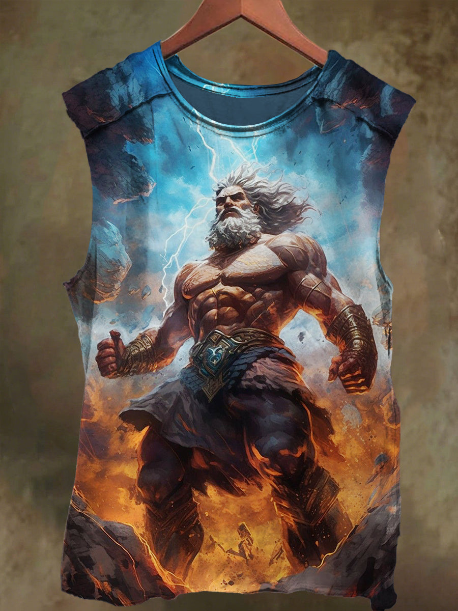 Unisex Giant Print Casual Cotton Tank Top