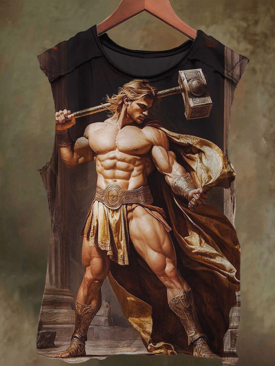 Unisex Hammer Gladiator Print Casual Cotton Tank Top