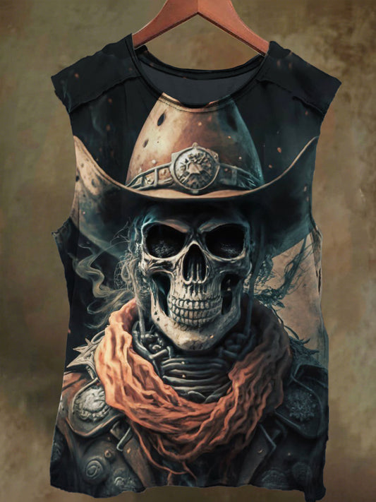 Unisex Pirate Skull Print Casual Cotton Tank Top