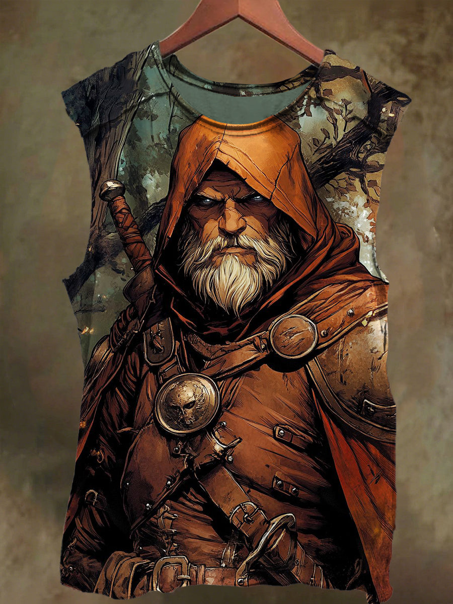 Unisex Martial Warrior Print Casual Cotton Tank Top