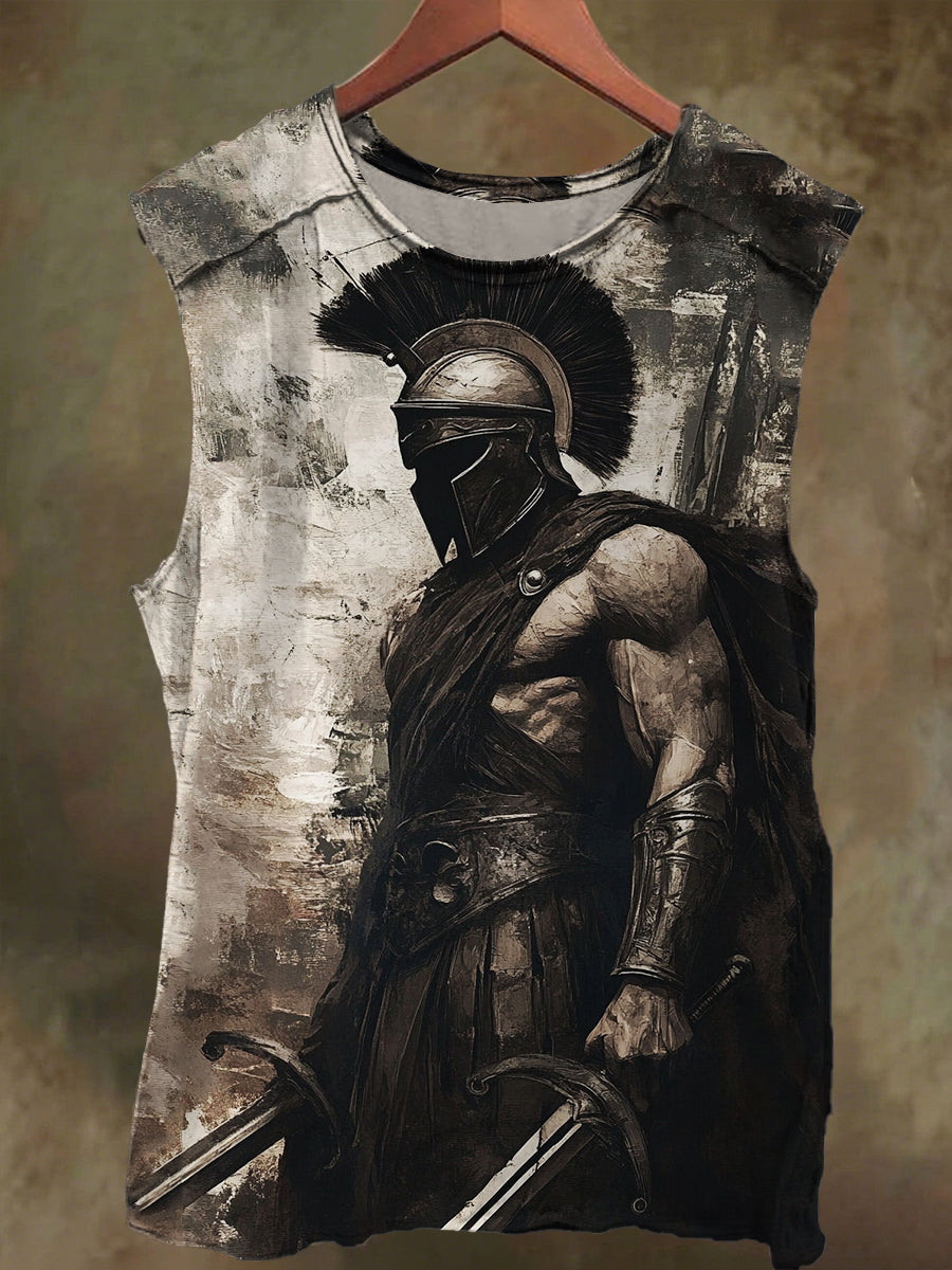 Unisex Gladiator Print Casual Cotton Tank Top