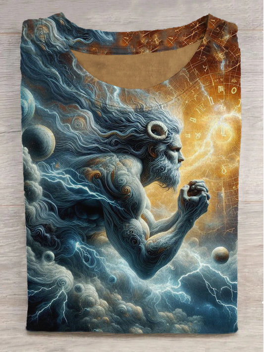 God in the Universe Printed Crew Neck Short Sleeve T-Shirt