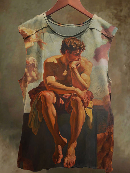 Unisex Think Angel Print Casual Cotton Tank Top