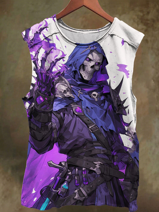 Unisex Dark Skull Print Casual Cotton Tank Top