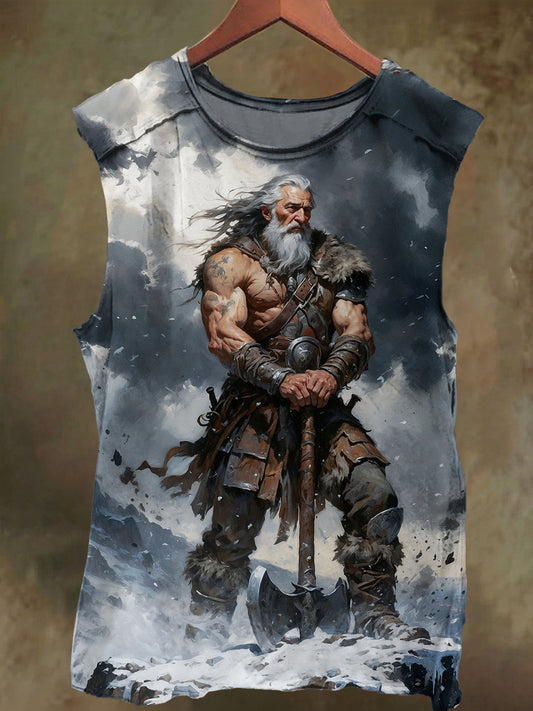 Unisex Old Man in the Sea Printed Casual Cotton Tank Top