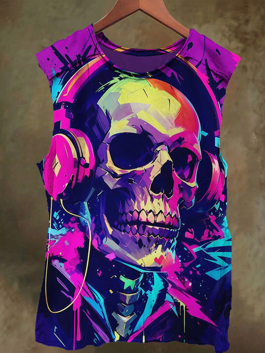 Unisex Rock Skull Print Casual Cotton Tank Top