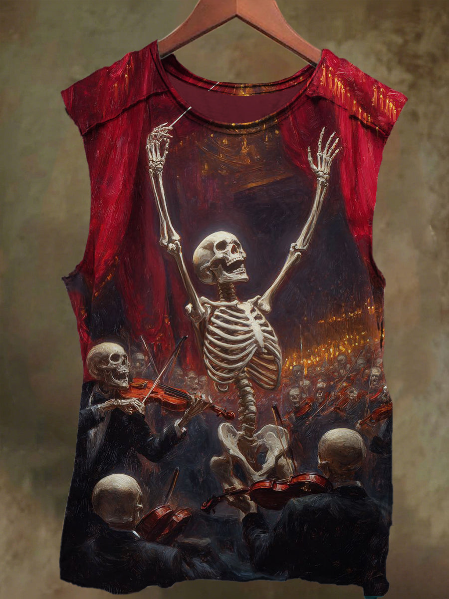 Unisex Skull Concert Print Casual Cotton Tank Top