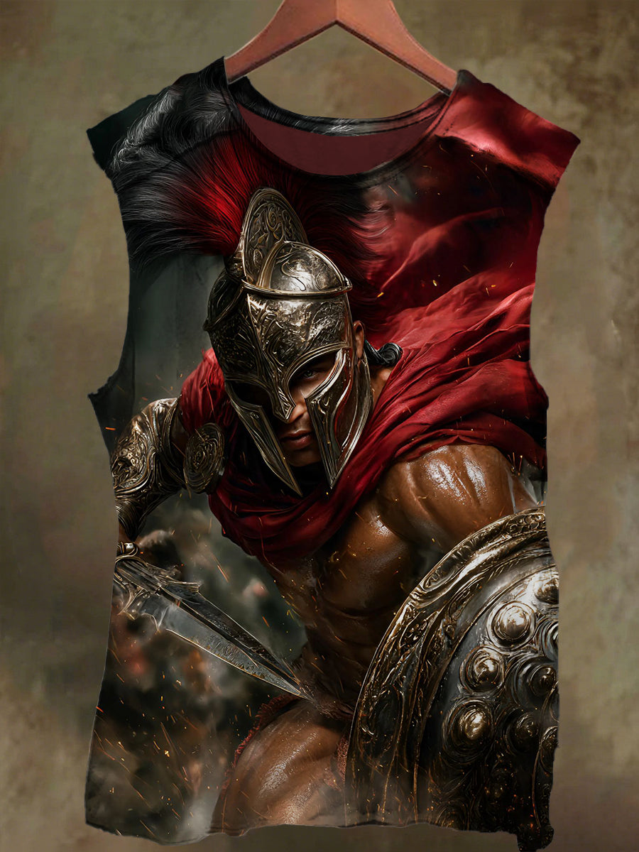 Unisex Knight Graffiti Print Casual Cotton Tank Top