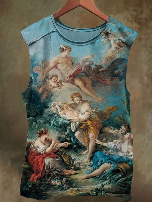 Unisex Goddess and Baby Print Casual Cotton Tank Top