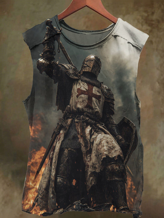 Unisex Crusader Print Casual Cotton Tank Top