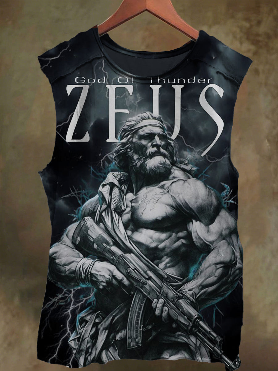 Unisex Zeus Print Casual Cotton Tank Top