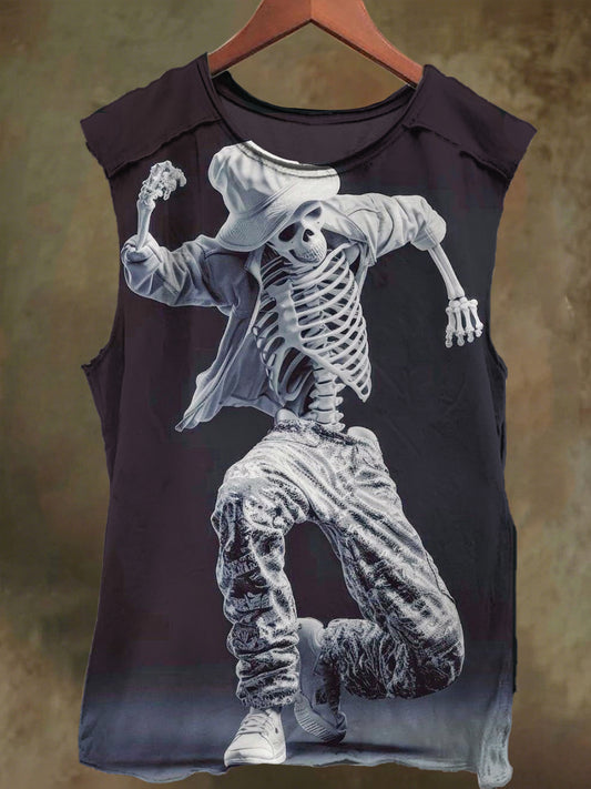Unisex Rock Skull Print Casual Cotton Tank Top