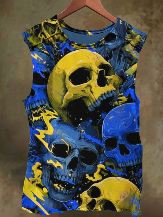 Unisex Skull Print Casual Cotton Tank Top