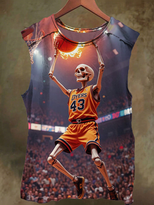 Unisex Shooting Skull Print Casual Cotton Tank Top