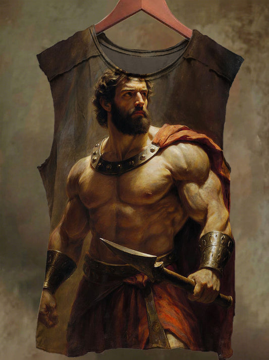 Unisex Warrior Print Casual Cotton Tank Top