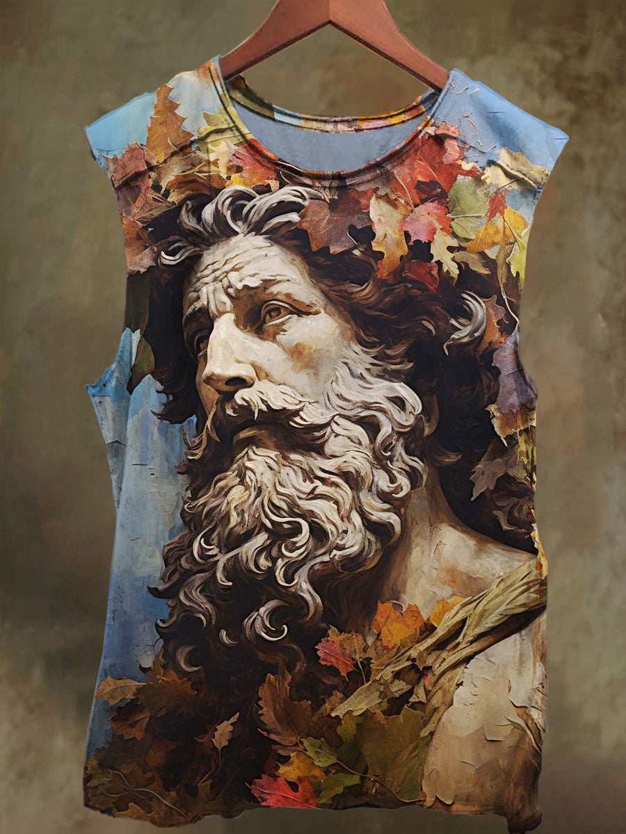 Unisex Old Man Print Casual Cotton Tank Top