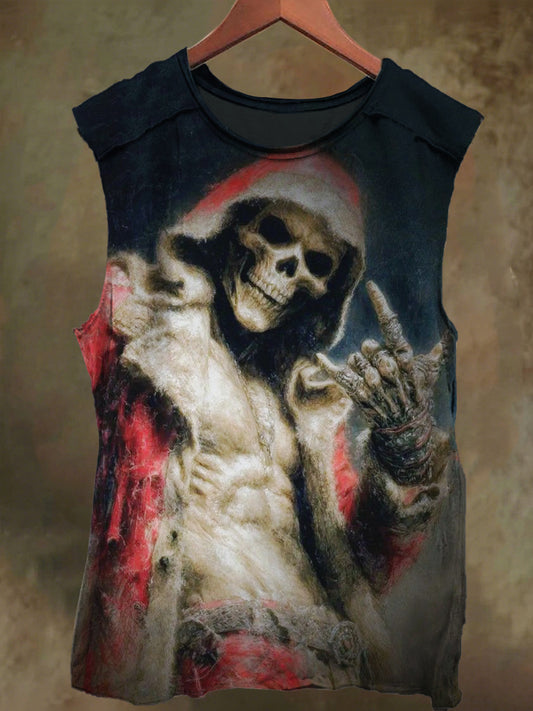 Unisex Skull Print Casual Cotton Tank Top