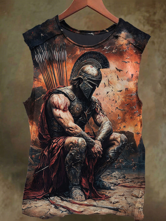 Unisex Brave Knight Print Casual Cotton Tank Top