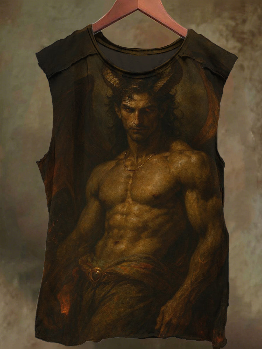 Unisex Devil Print Casual Cotton Tank Top
