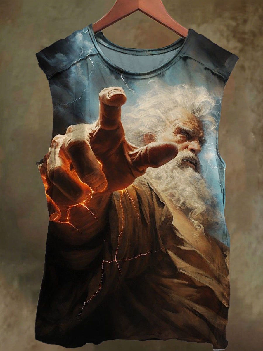 Unisex Divine Thunder Print Casual Cotton Tank Top