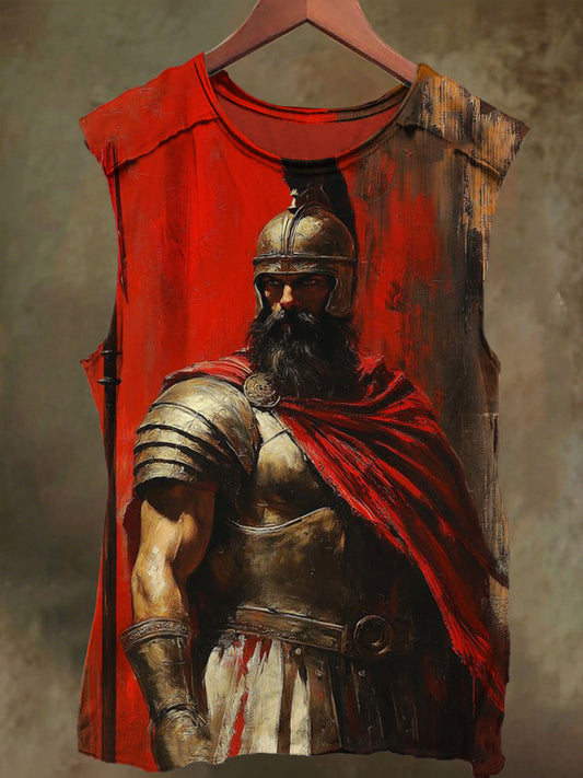 Unisex Warrior Print Casual Cotton Tank Top