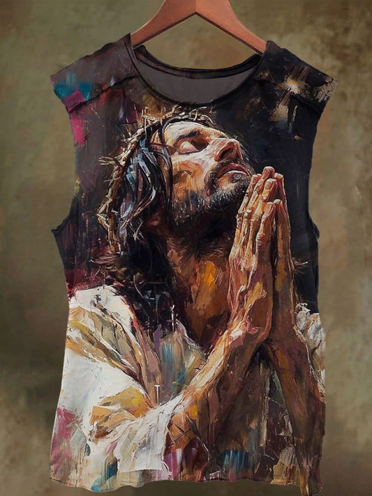 Unisex Jesus and Faith Print Casual Cotton Tank Top