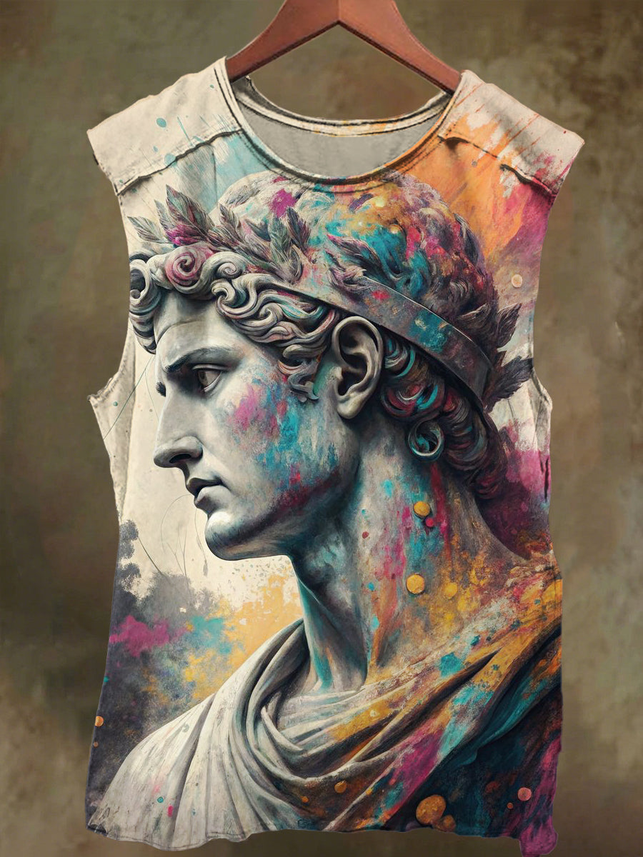 Unisex Sculpture Print Casual Cotton Tank Top