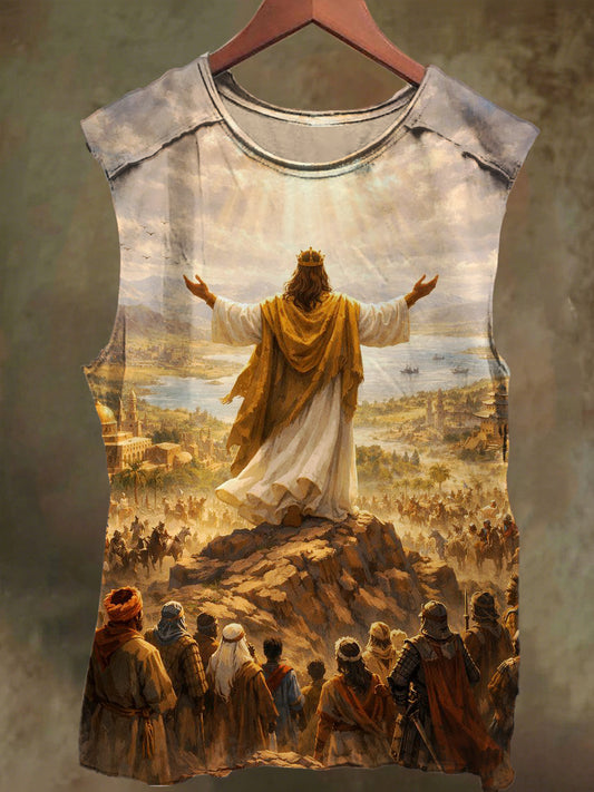 Unisex Jesus Back Print Casual Cotton Tank Top