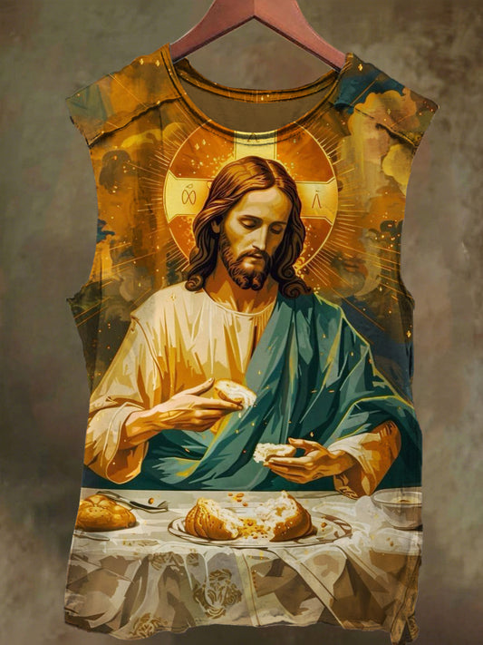 Unisex Jesus Last Supper Print Casual Cotton Tank Top