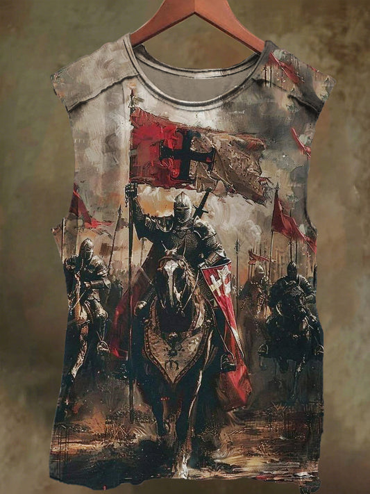 Unisex Crusader Print Casual Cotton Tank Top