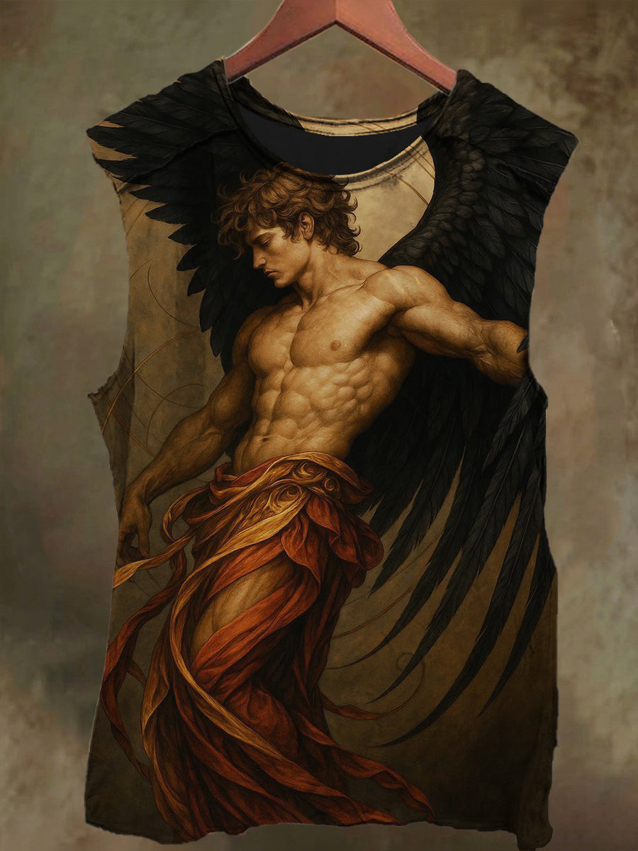 Unisex Fallen Angel Print Casual Cotton Tank Top