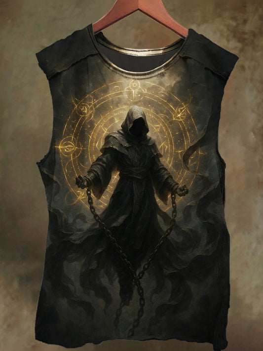 Unisex Mask Headcoat Printed Casual Cotton Tank Top