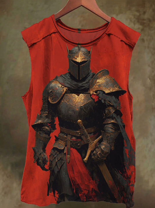 Unisex Masked Rider Print Casual Cotton Tank Top