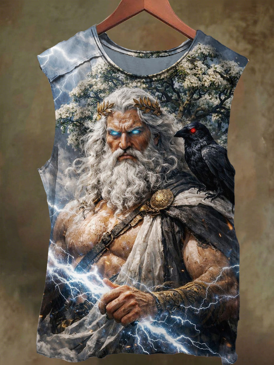 Unisex Zeus Print Casual Cotton Tank Top