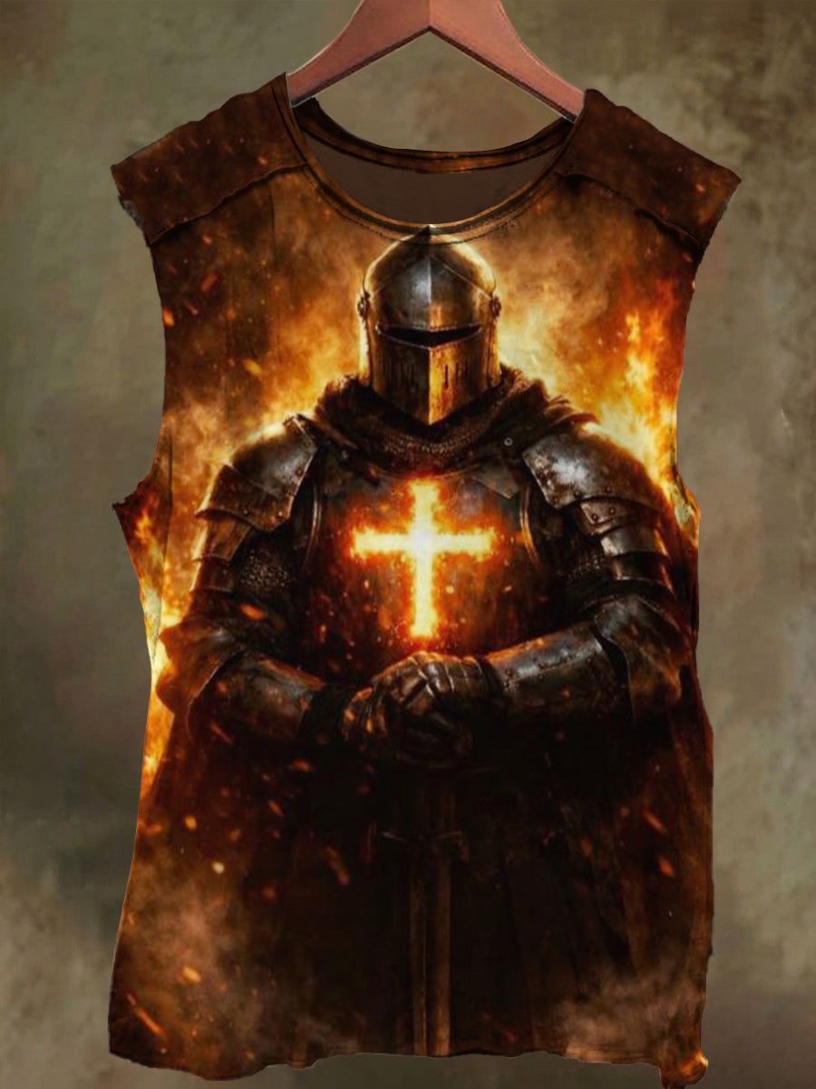 Unisex Knight of the Cross Faith Print Casual Cotton Tank Top